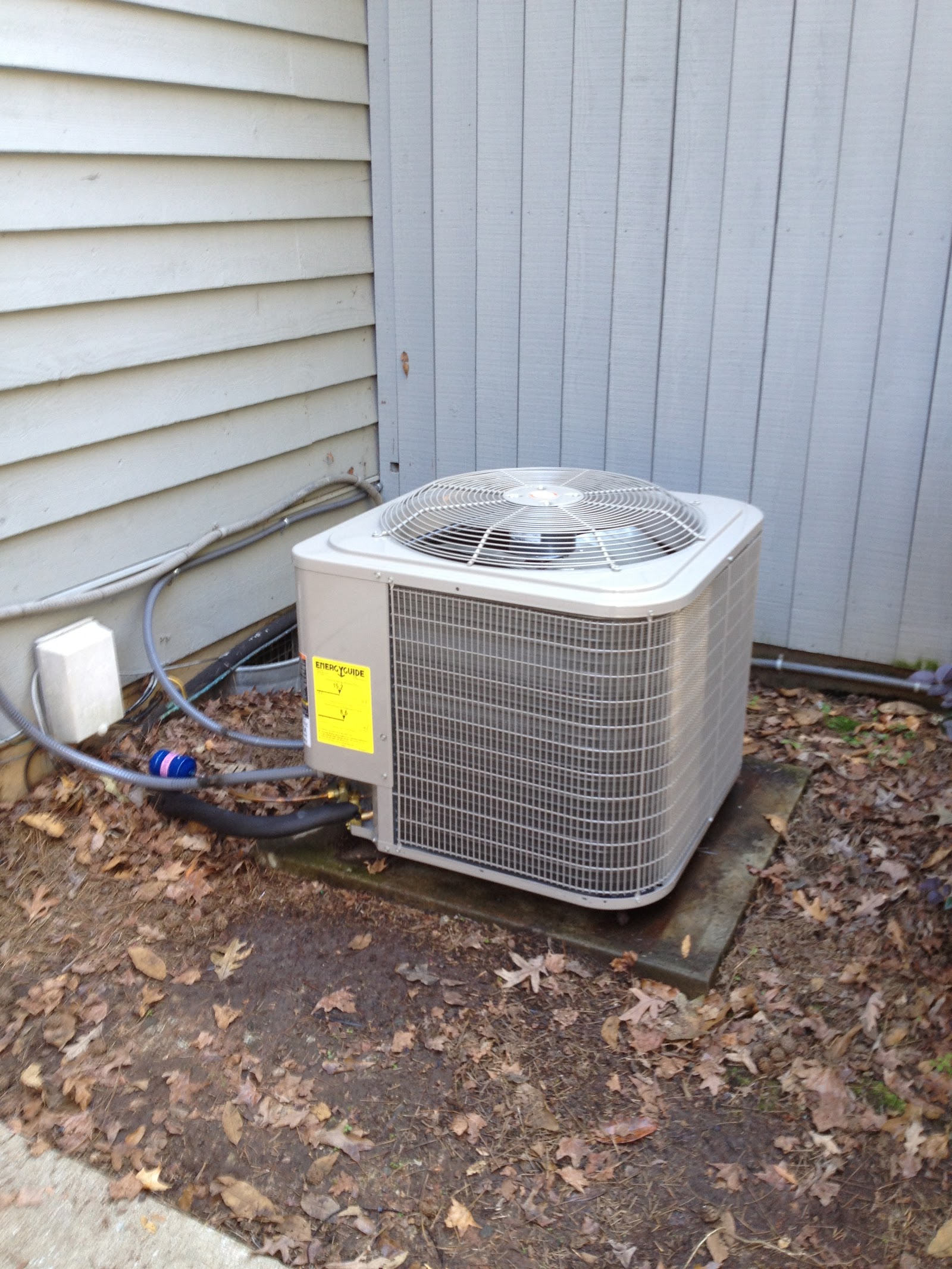 Outdoor AC condenser installation